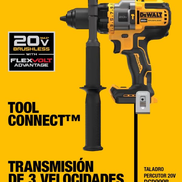 Taladro percutor dewalt dcd999b xr 20v max 1/2" con flexvolt adv. tech sin escobillas